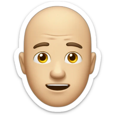 stressed man with bald spot on the top of his head and a lot of hair on the sides, sticker