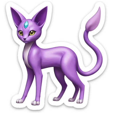 Shiny Espeon-Genesect-Mewtwo-Serval-Fakémon-hybrid-creature (full body)  sticker