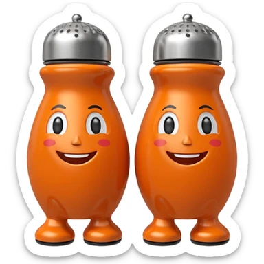 make a salt and pepper but make the pepper orange and make them both have legs and faces
 sticker