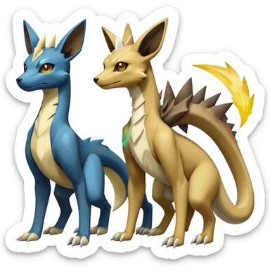 Manectric-Electrike-Lucio-Cubone-Umbreon-Marowak-Draco-Fakémon-hybrid-creature (full body), 4 legs sticker