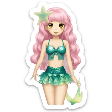 full body hime gyaru mermaid sticker