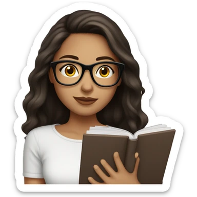 Brunette Girl with glasses reading in kindle sticker