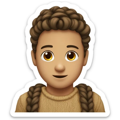 Niño moreno con trenzas de raíz por el cuello rubiio sticker
