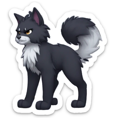 Anthro Dark Edgy Cool Shy Grumpy Fluffy FurSona Fakemon Full Body sticker