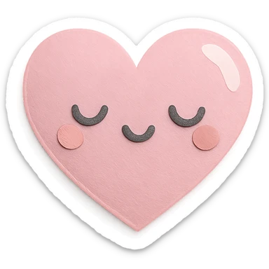 soft pastel glittery pink heart with soft shine, no arms, no legs, full body, soft pastel kawaii paper craft style sticker