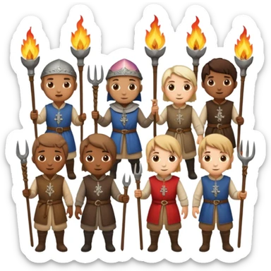 les villageois qui certains ont des fourches + torches (pas des fourches enflammer!) sapé en moyen age sticker