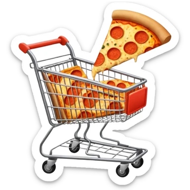 carrello della spesa con pizza oppure vuoto sticker
