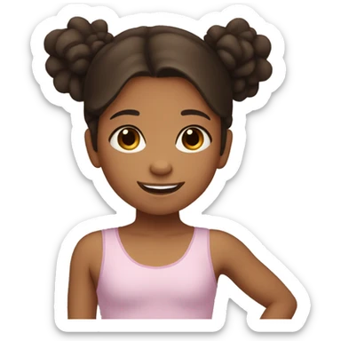 Little girl with dark brown hair, tan skin, and brown eyes doing gymnastics sticker