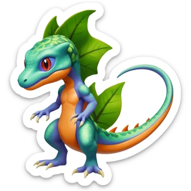 Mewtwo-lizard-Salandit-Treecko-Kecleon-Fakémon-Pokémon-hybrid-creature (full body)  sticker