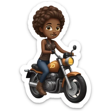 A brown skin girl on a motorcycle  sticker