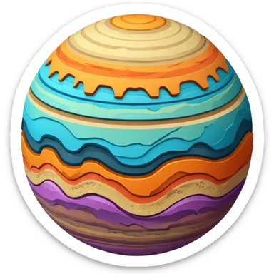 Planet separated into layers sticker
