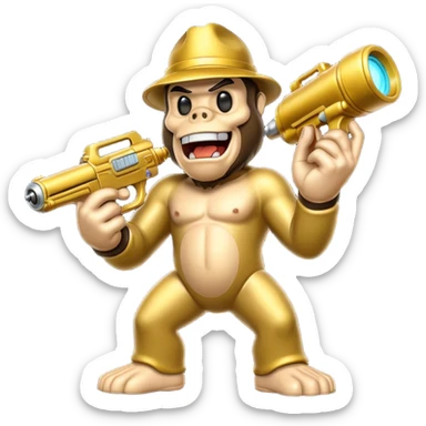 King Kong goofy emoji with ray gun from COD Zombiesr sticker