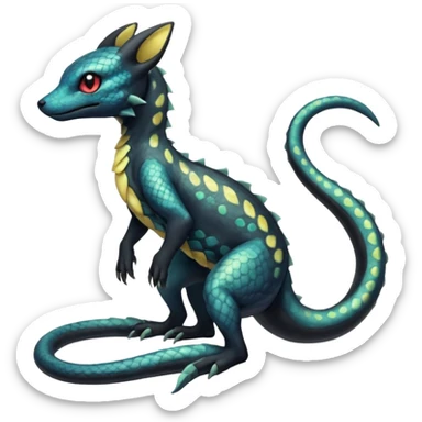 L Scaley Exotic Salandit-Aurorus-Umbreon-Fakémon-hybrid-creature (full body), 4 legs sticker