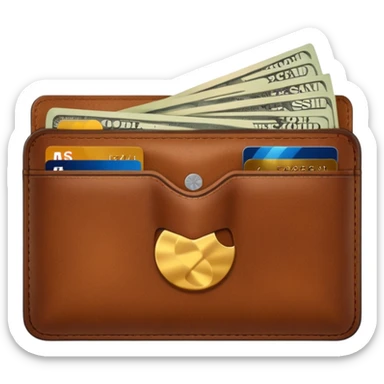 portefeuille marron avec pleins de billet et carte bancaire sticker