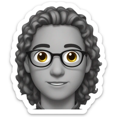 A beautiful Moroccan young man with blapck, wet hair and white skin, wearing round glasses and jacket sticker