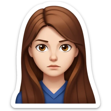 woman with Long Brown hair looking strict sticker