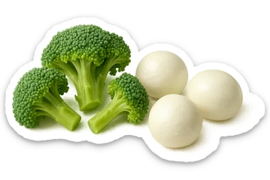 broccoletti sminuzzati accanto a mozzarelle sticker