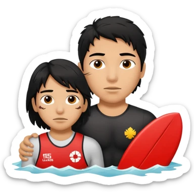 Lifeguard Native American Teenager with messy hair rescuing someone sticker