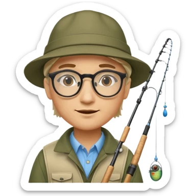 Accountant who wears glasses and loves fishing with lighter skin and bold spot sticker