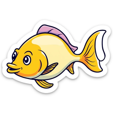 goofy fish with dopey expression and misaligned eyes, looking directly to the right sticker