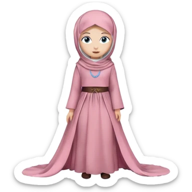 Turkish beautiful finish Konya girl blue eyes with hijab and floor length long tail Sakura design dress sticker