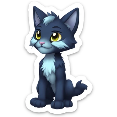 Anthro Dark Colorful Shiny Edgy Cool Shy Grumpy FurSona Feline Fakemon Full Body sticker