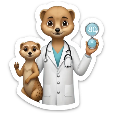 Suricate médecin avec écris "805" et "promo 2025-2030" avec un cercle rond au fnd sticker