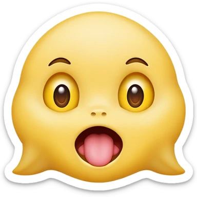 Cute little emoji with cross-eyed derpy face and tongue sticking out sticker