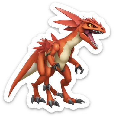  Cool Edgy Digimon-Fakemon-Guilmon-Velociraptor-Dragon-Mecha full body sticker