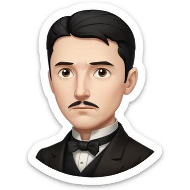 Nikolai Tesla,pensive, half body, blakc hair sticker