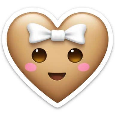 light-brown heart with white bow sticker