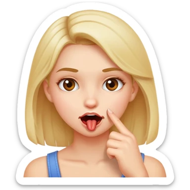 Une une fille qui drague en se mordant le doigt avec le regard sur le coté sticker