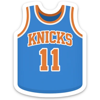 new york knicks basketball jersey featuring the number 11, twitter emoji style sticker