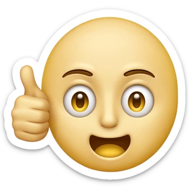 Original yellow Emoji face stressed out with one eye half open quivering out of anxiety and a singular thumbs up sticking out. . The right eye needs to be half closed your fucking dumb  sticker