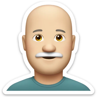 bald white fat mustache man sticker
