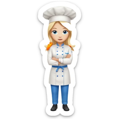 Full body 
Sexy Long Blonde hair blue eyed female chef arms folded sticker
