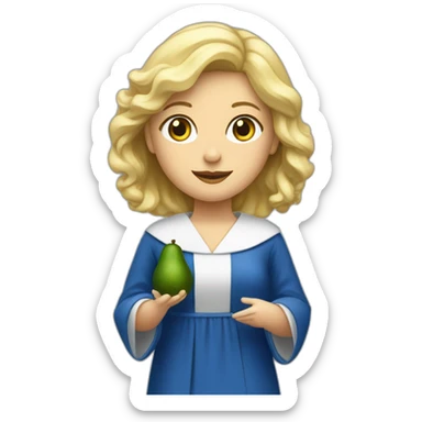 une femme blonde aux yeux bleus avec une robe d'avocate sticker