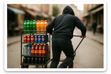 aka-uka ichimlik ortilgan aravani olib qochishyapti orqa tarafdan rakurs yuzi ko'rinmasin sticker