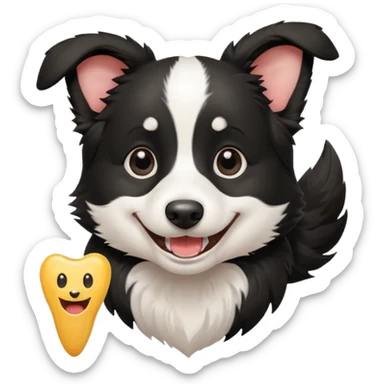 border collie holding a tooth sticker