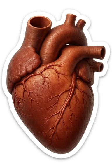 VENTRICOLO SINISTRO DI UN CUORE anatomico umano, iperrealistico 4k, isolato su sfondo bianco sticker