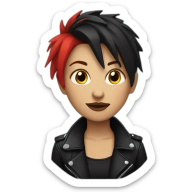 Female punk,red and black short hair sticker