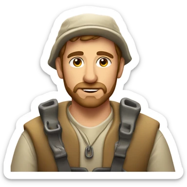 Caucasian fisherman no beard husband in love with on an island girl  sticker