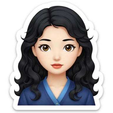 Beautiful girl,Black hair,wavy hair，long hair,Black eyes,Chinese sticker