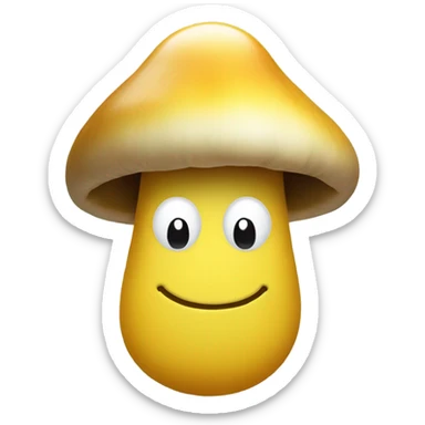 smiley emoji with a yellow mushroom hanging off the bottom of it sticker