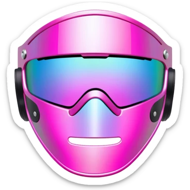 iridescent pink frameless shield visor, Y2K raver style, reflective one-piece lens sticker