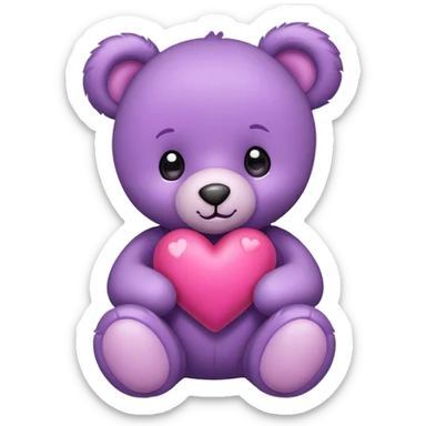 baby purple cute teddy bear sending hearts and love sticker