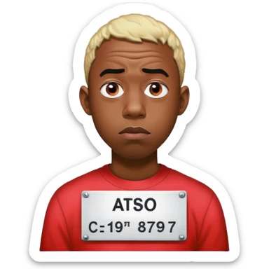 Tyler the creator the black male with red shirt mugshot standing looking awkwardly  sticker
