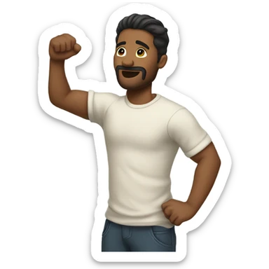 Kaylem raising his arm completely straight out with his elbow locked at a 45 degree angle sticker