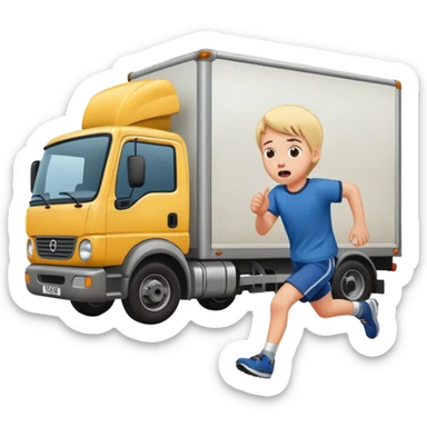 children running away from lorry sticker
