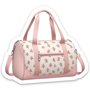 A sports bag with a pale pink print in a small flower sticker